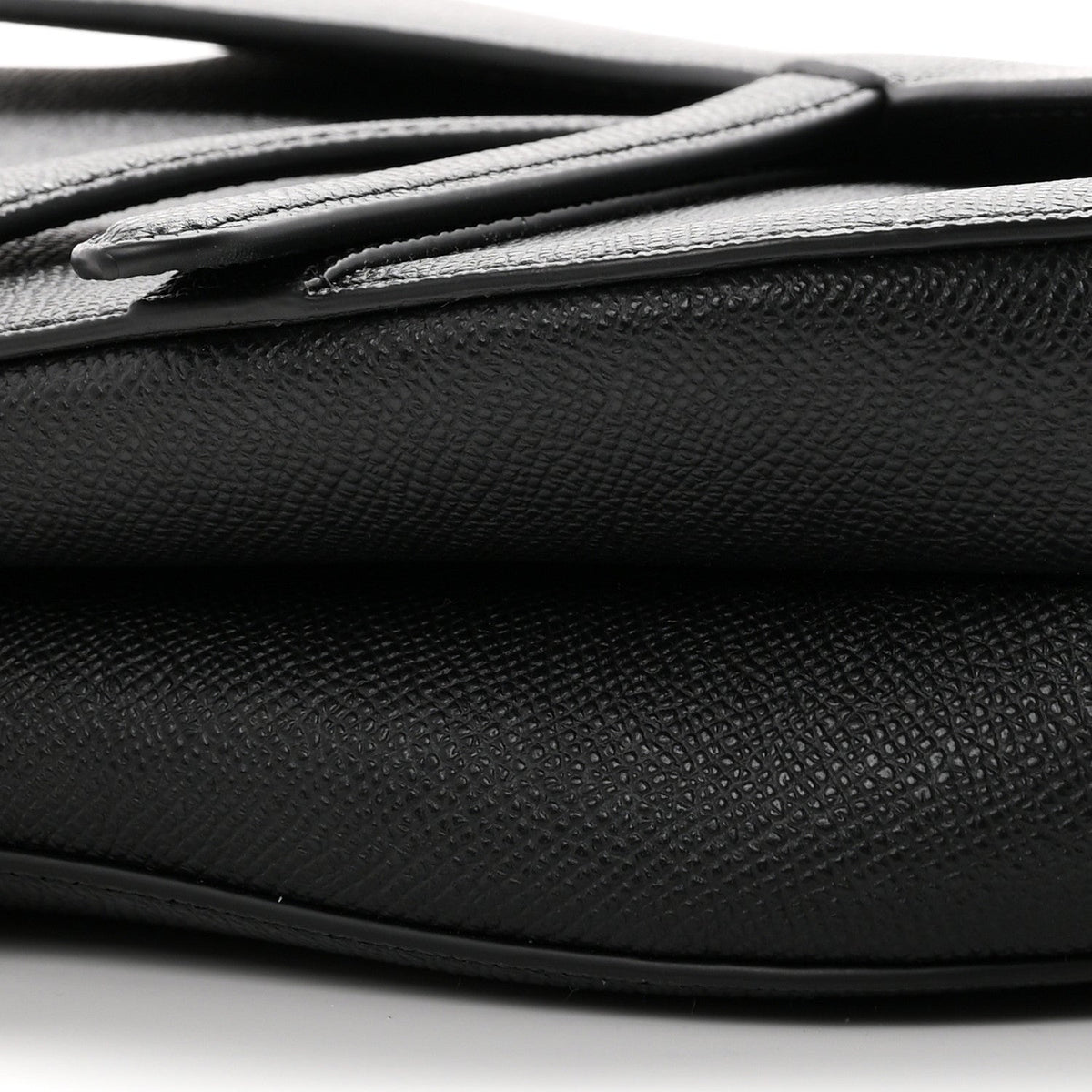 Grained Calfskin Saddle Bag With Strap Black