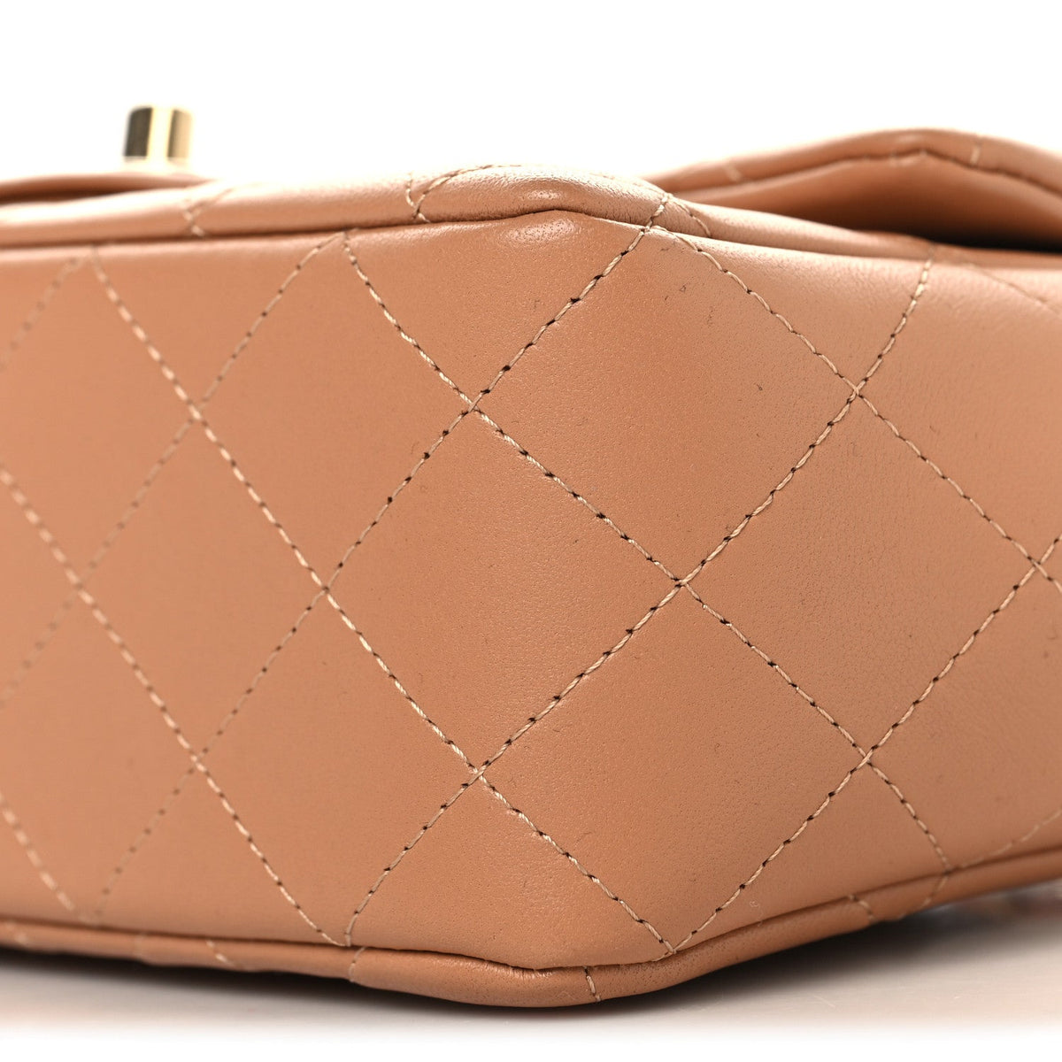 Lambskin Quilted Mini Rectangular Flap Brown