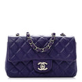 Lambskin Quilted Mini Rectangular Flap Purple