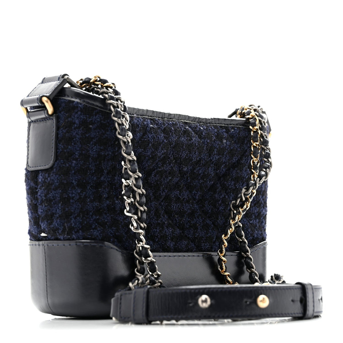 Wool Calfskin Quilted Small Gabrielle Hobo Black