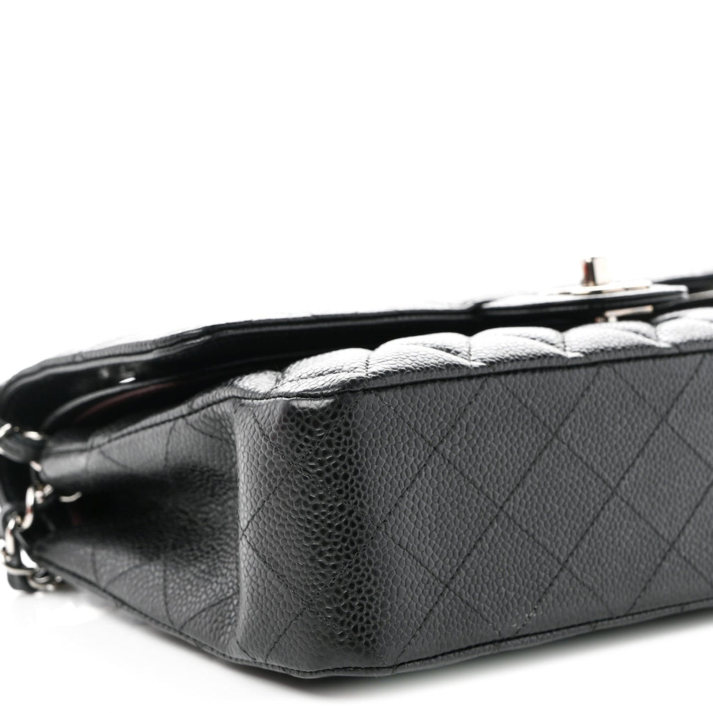 Caviar Quilted Medium Double Flap Black