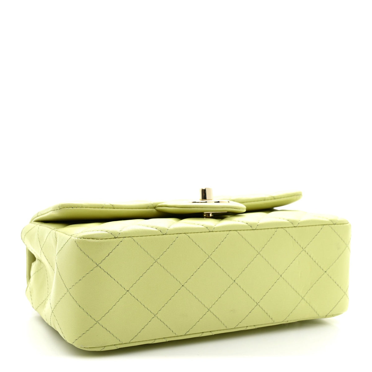 Lambskin Quilted Mini Rectangular Flap Light Green