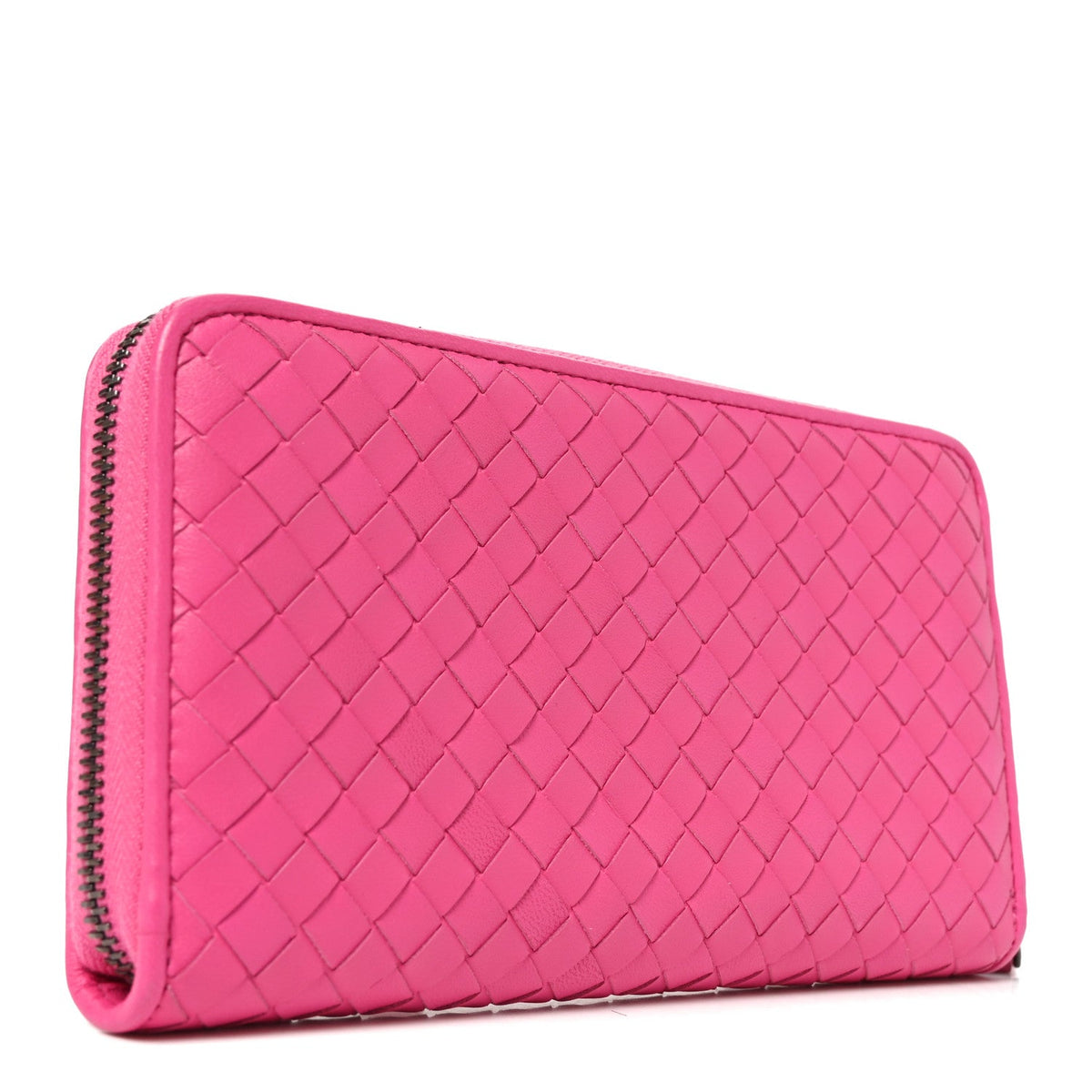 Nappa Intrecciato Zip Around Wallet Pink