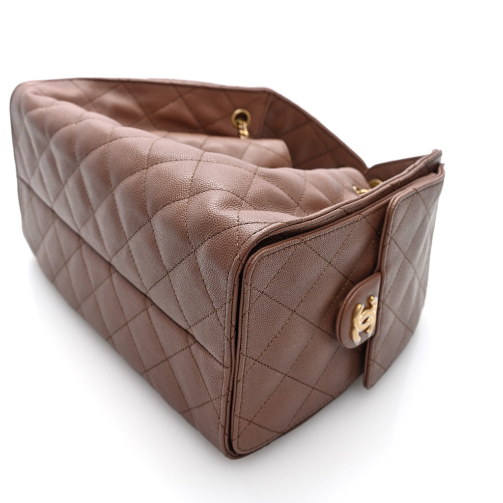 Caviar Quilted Small Chanel 25 Handbag Brown