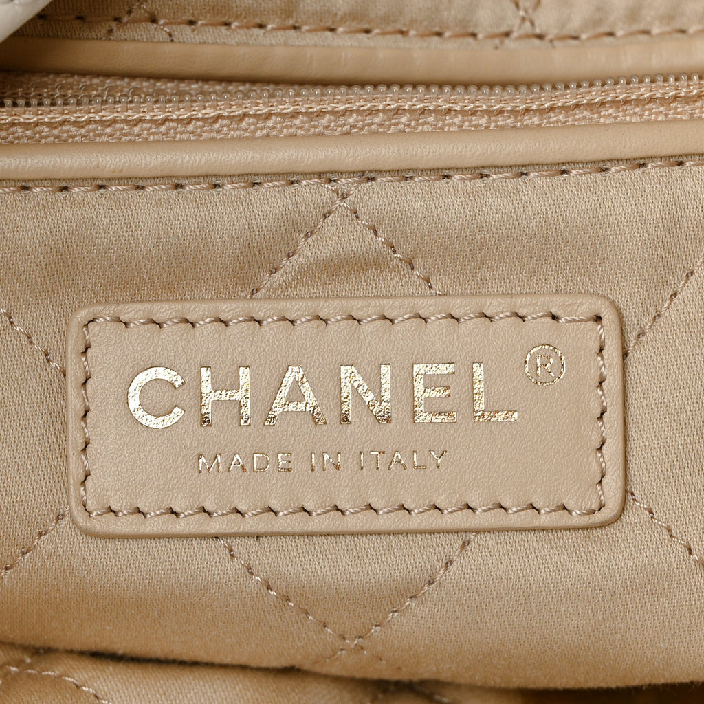 Shiny Calfskin Quilted Small Chanel 22 White