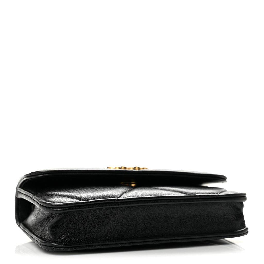 Lambskin Quilted Chanel 19 Clutch With Chain Black
