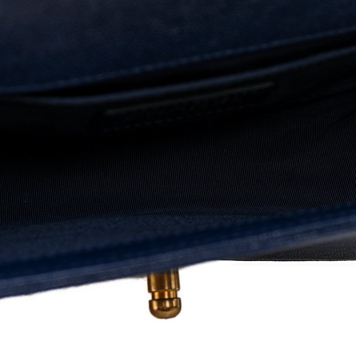 Caviar Quilted Small Boy Flap Dark Blue