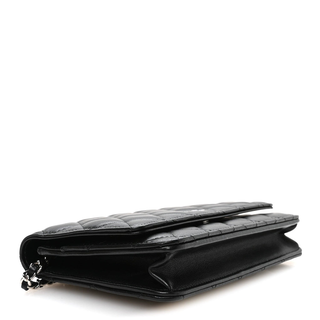 Lambskin Quilted Wallet On Chain WOC Black