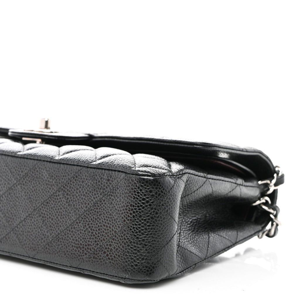 Caviar Quilted Medium Double Flap Black