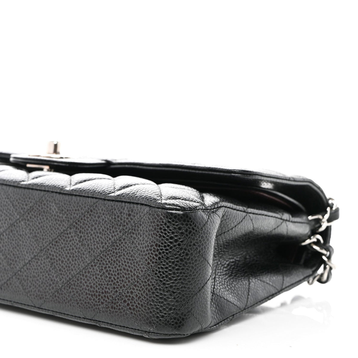 Caviar Quilted Medium Double Flap Black