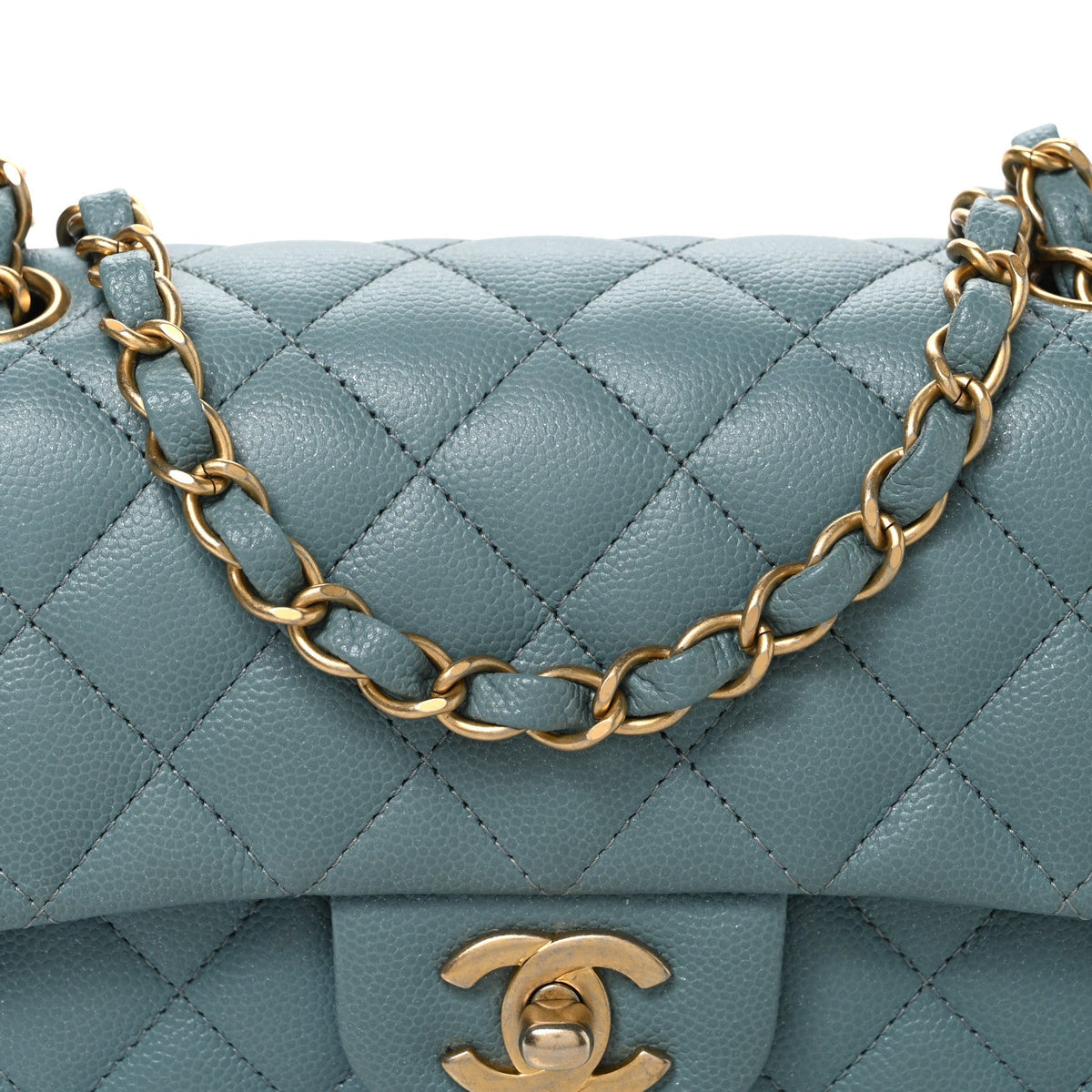 Caviar Quilted Mini Rectangular Flap Blue