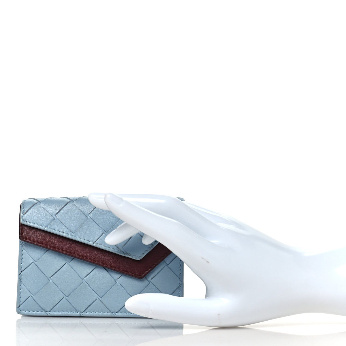Nappa Intrecciato Small Check Bi-Fold Zip Wallet Ice Cherry
