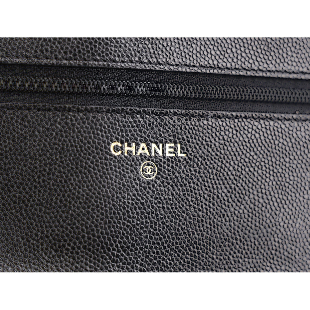Caviar Quilted French New Wave Chain CC Wallet On Chain WOC Black