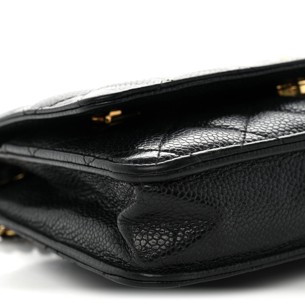 Caviar Quilted Wallet on Chain WOC Black