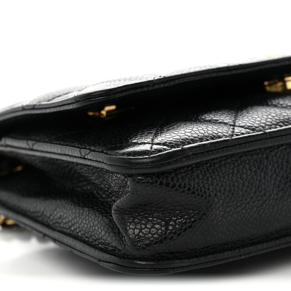 Caviar Quilted Wallet on Chain WOC Black