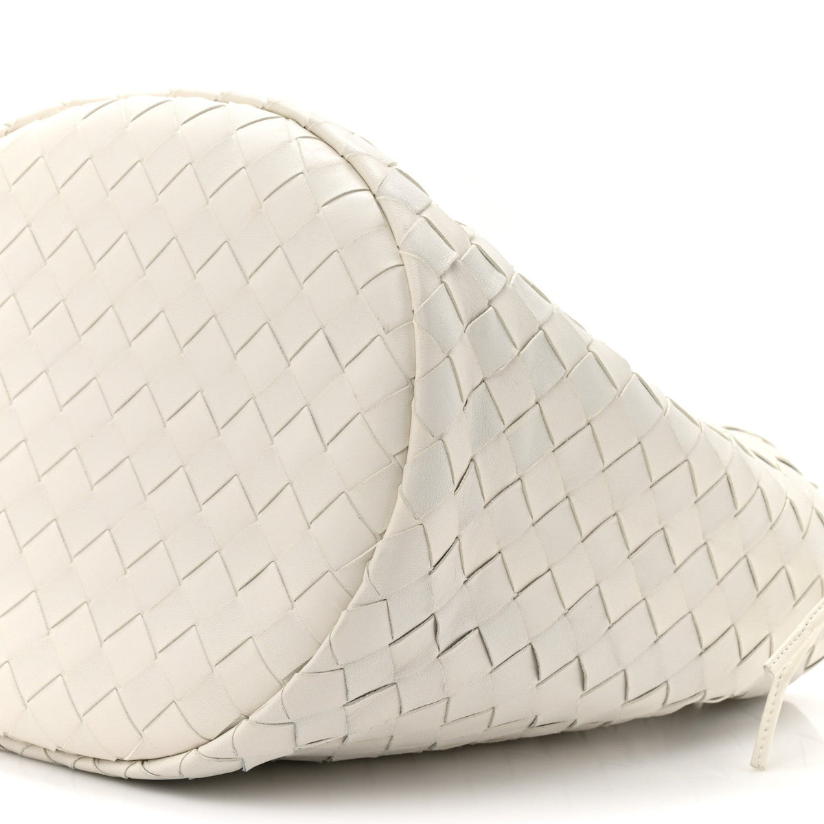 Calfskin Intrecciato Small Castello Bucket Bag White