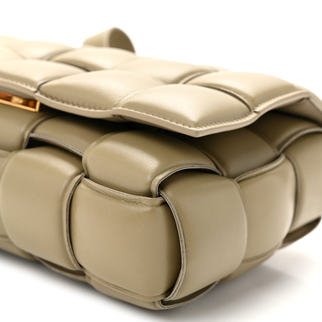 Nappa Maxi Intreccio Padded Cassette Crossbody Bag Travertine