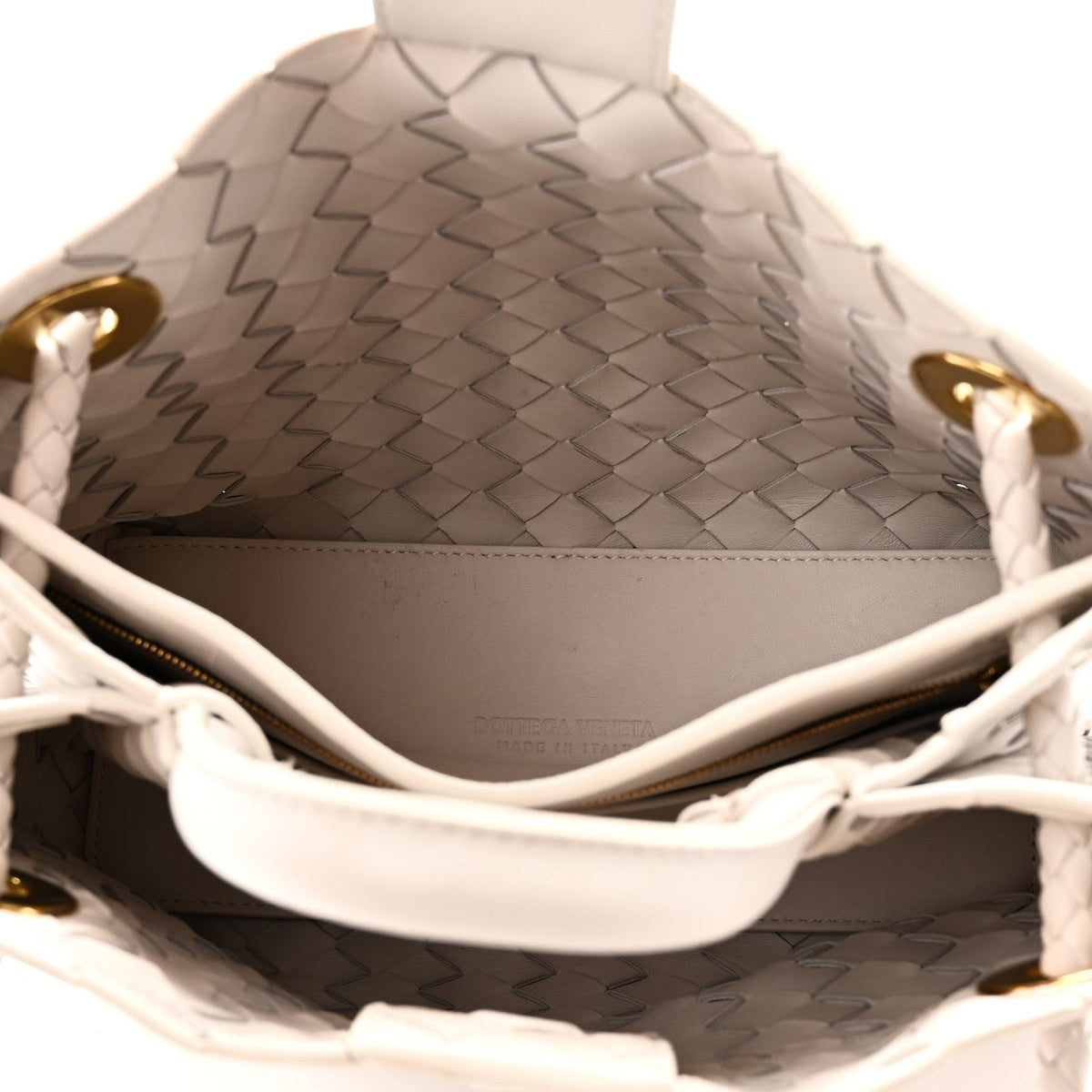 Nappa Intrecciato Small Andiamo Shoulder Bag White