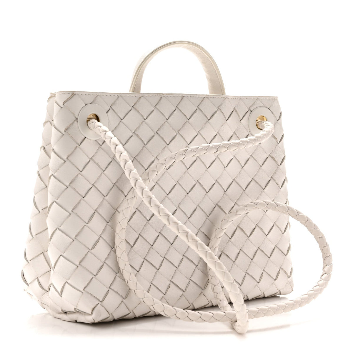Nappa Intrecciato Small Andiamo Shoulder Bag White