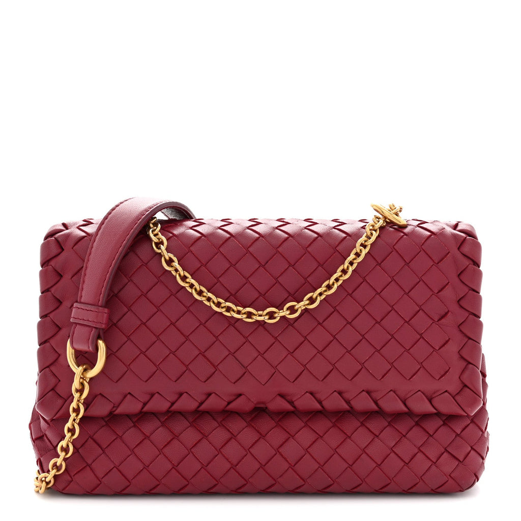 Nappa Intrecciato Baby Olimpia Shoulder Bag China Red