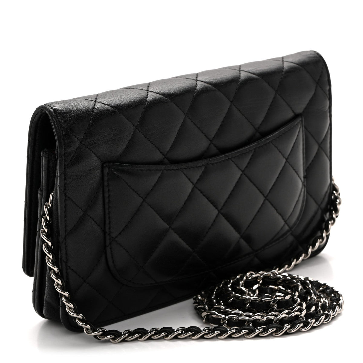 Lambskin Quilted Wallet On Chain WOC Black