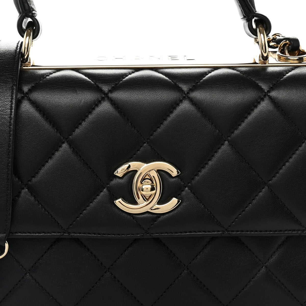 Lambskin Quilted Small Trendy CC Dual Handle Flap Bag Black