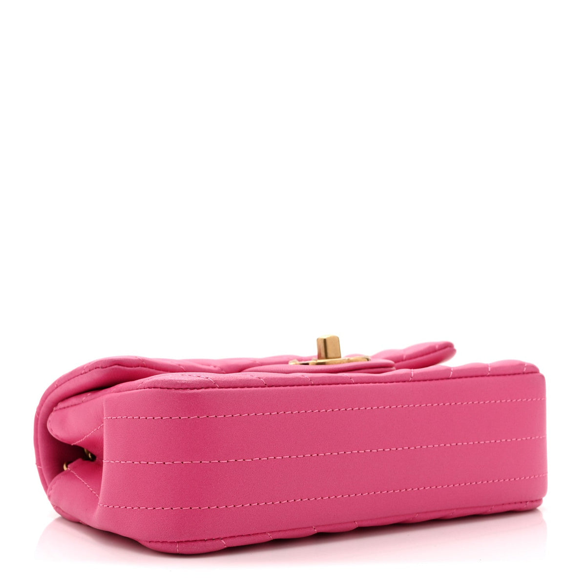 Lambskin Chevron Quilted Mini Rectangular Flap Pink