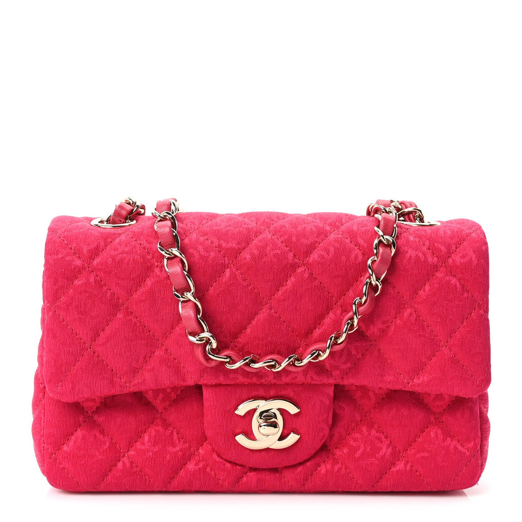 Satin Quilted CC Mini Rectangular Flap Dark Pink