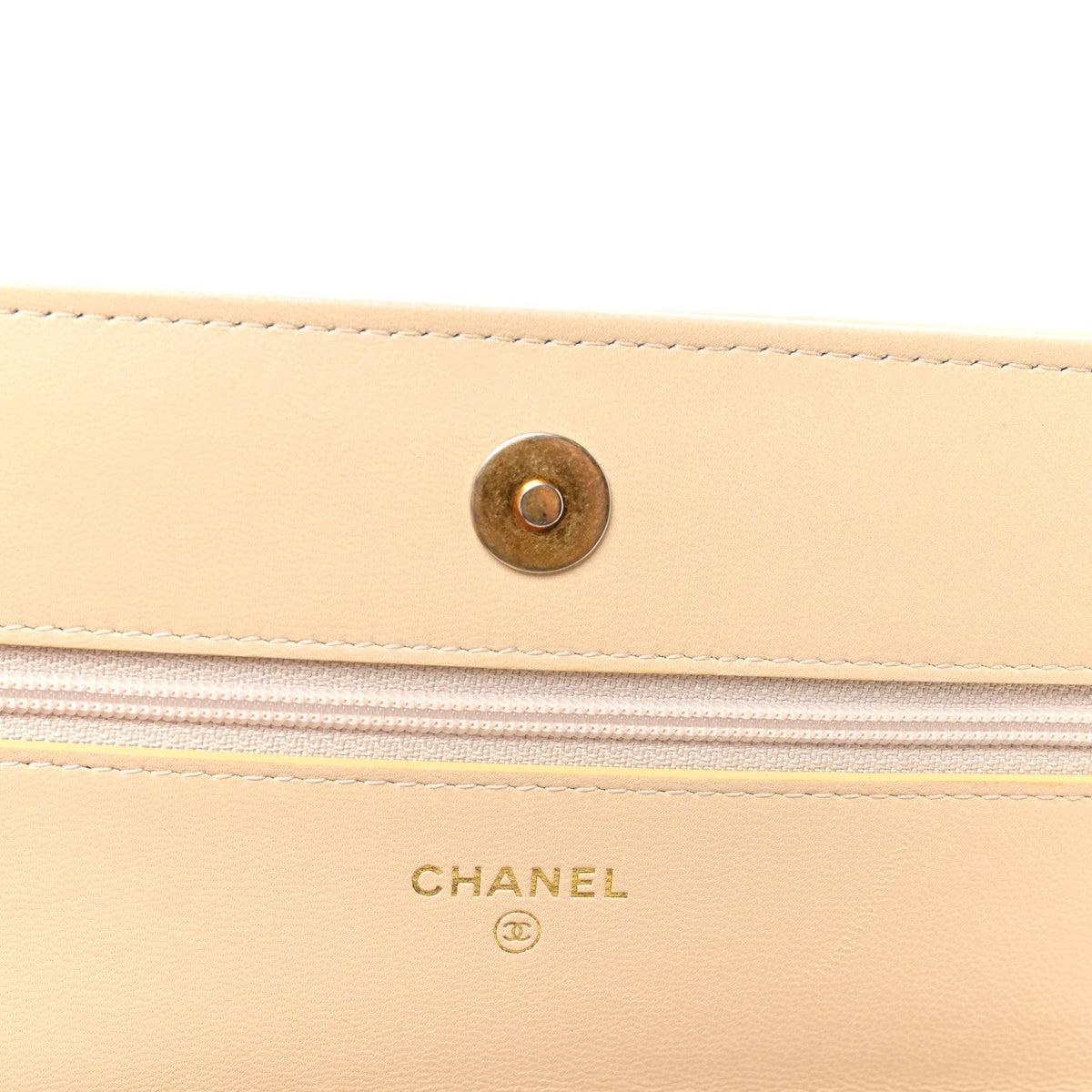 Lambskin Quilted Chanel 19 Wallet On Chain WOC Beige