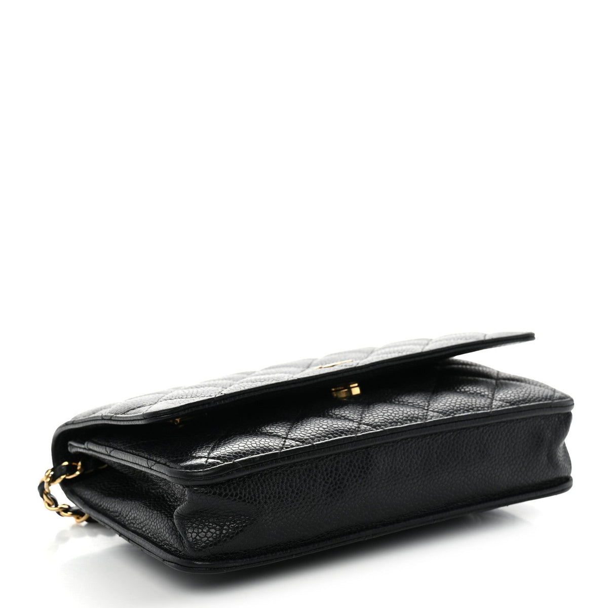 Caviar Quilted Wallet on Chain WOC Black
