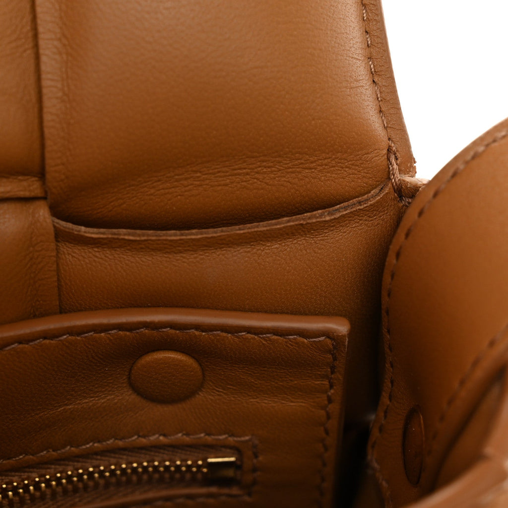 Nappa Maxi Intreccio Padded Cassette Crossbody Bag Caramel