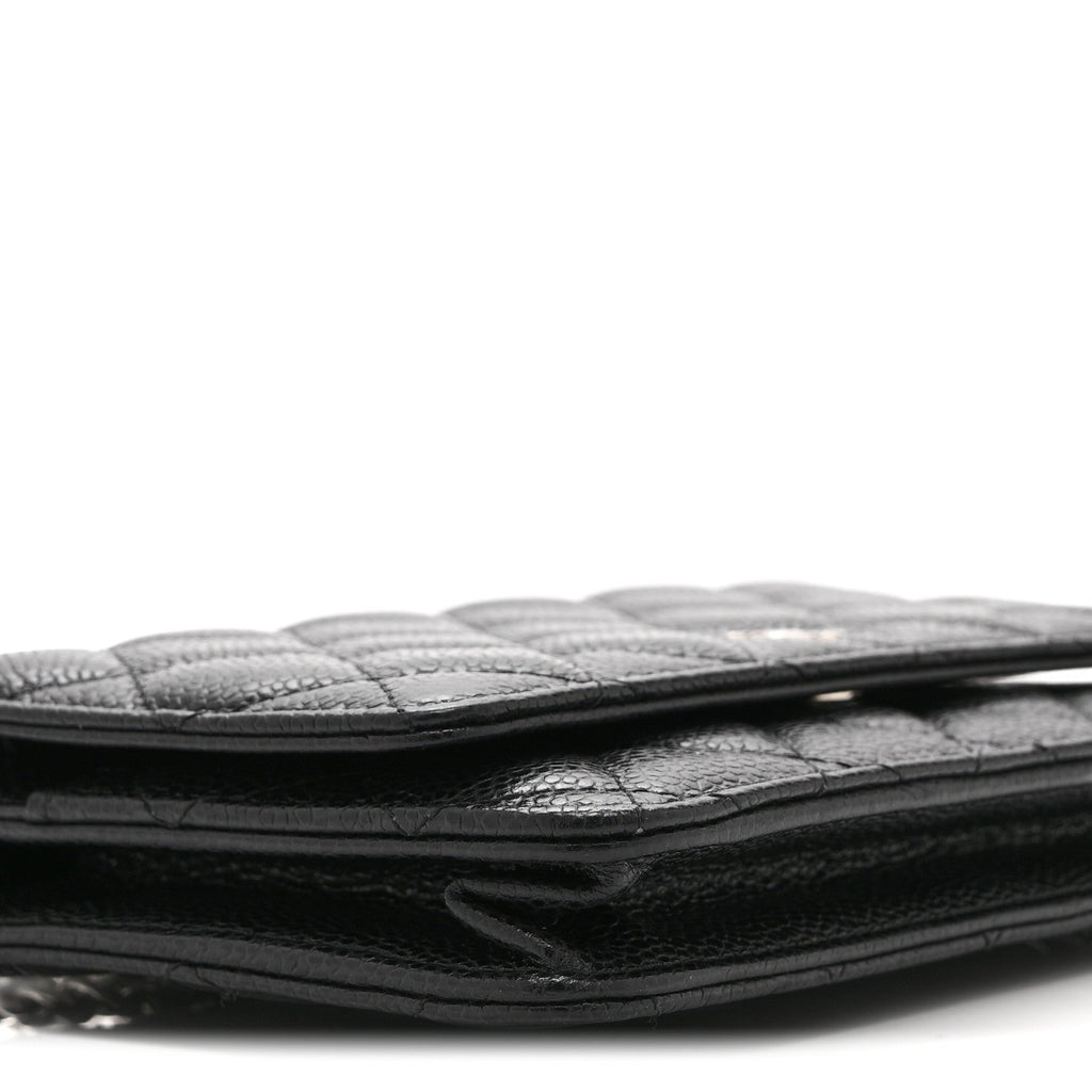 Caviar Quilted Wallet on Chain WOC Black