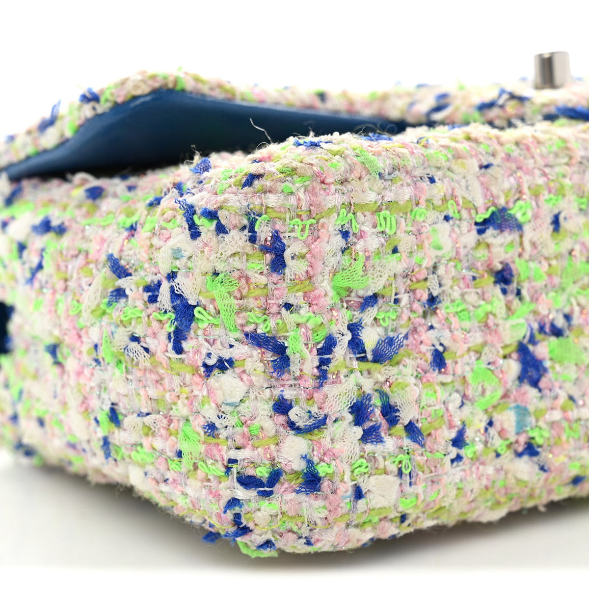 Tweed Quilted Mini Rectangular Flap Blue White Green
