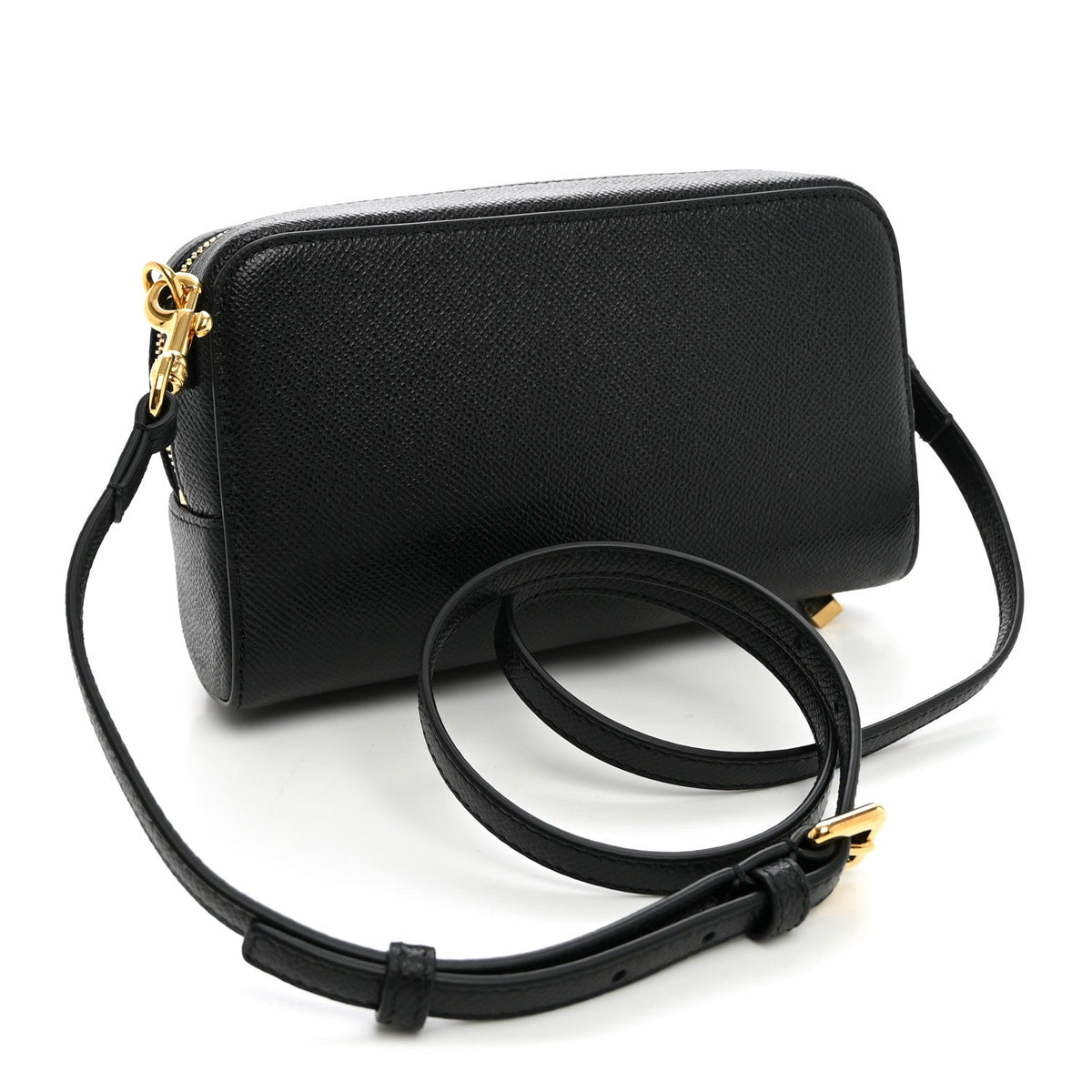 Grained Calfskin Caro Double Pouch Black