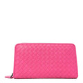 Nappa Intrecciato Zip Around Wallet Pink