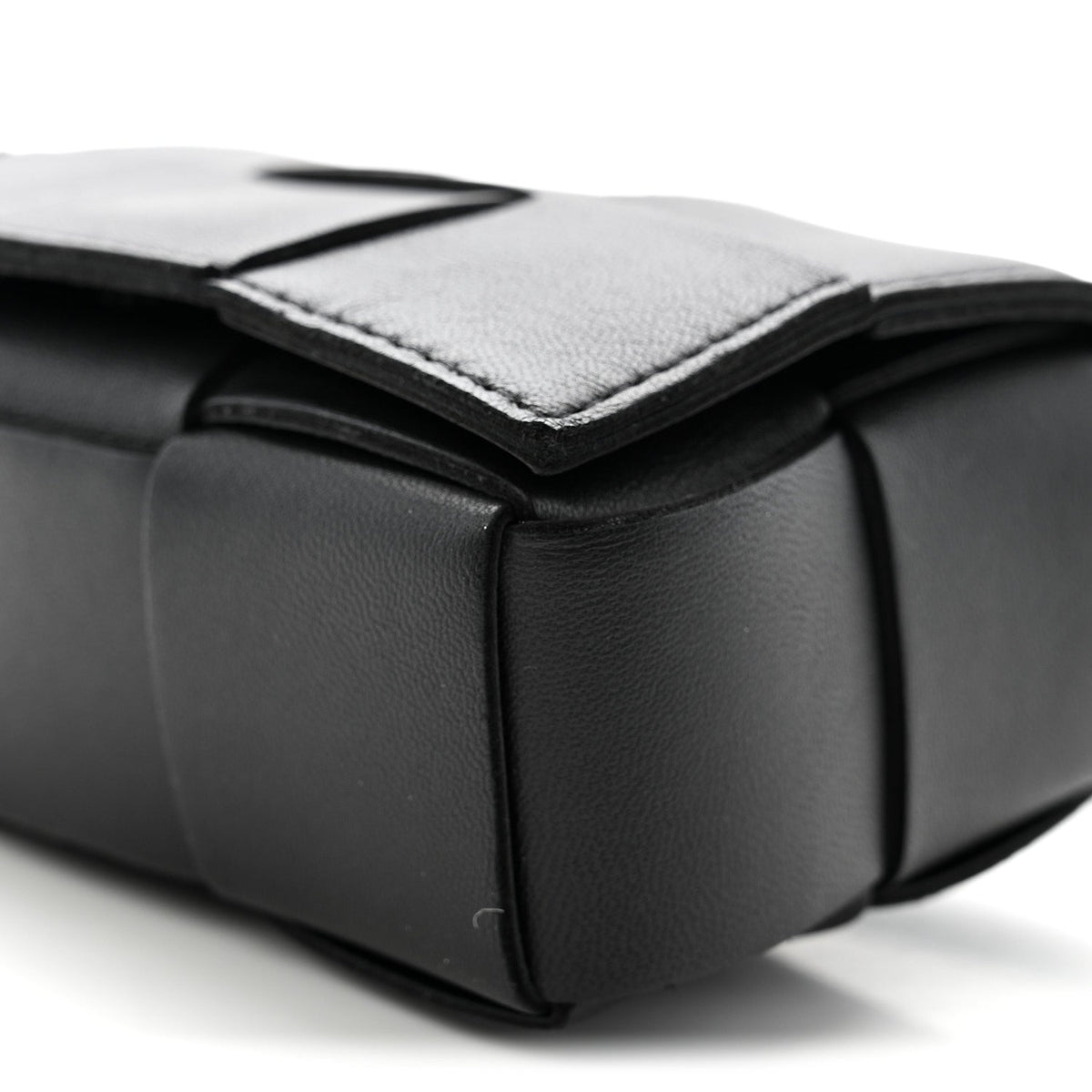 Lambskin Maxi Intrecciato Extra Mini Cassette Crossbody Bag Black