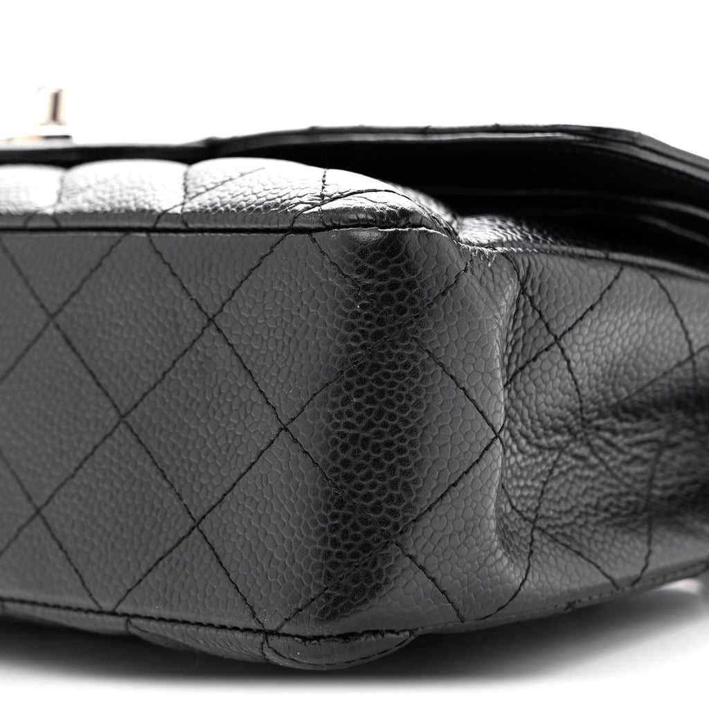 Caviar Quilted Medium Double Flap Black