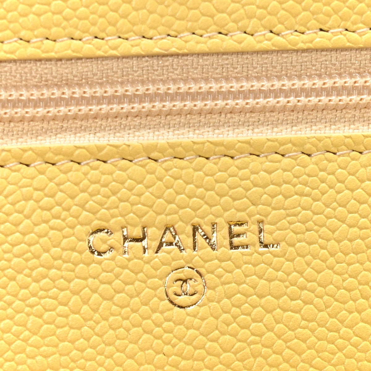 Caviar Quilted Tiny CC Wallet On Chain WOC Yellow