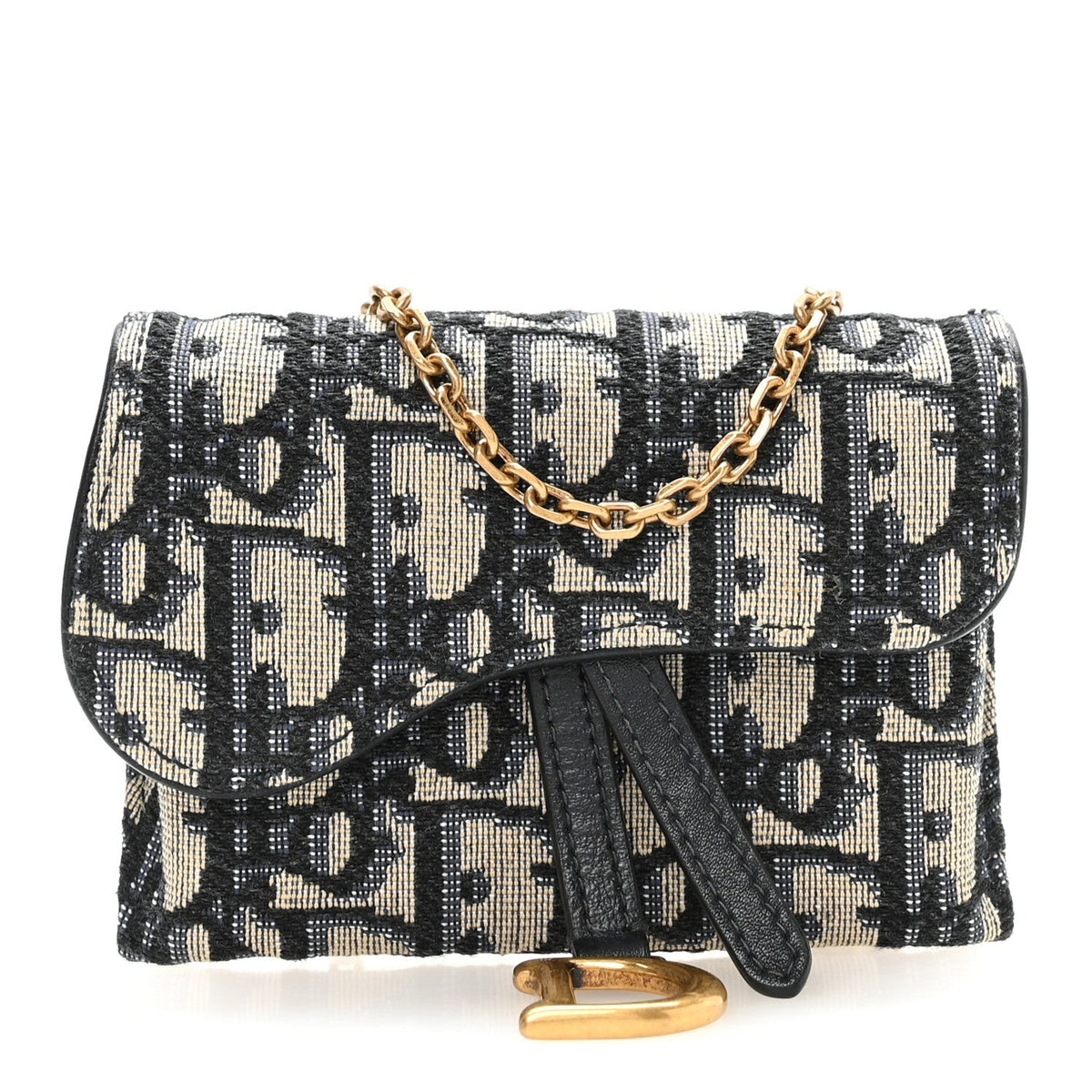 Oblique Nano Saddle Chain Pouch Blue
