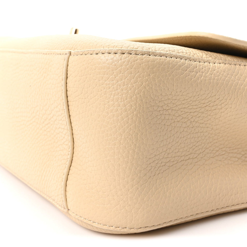 Grained Calfskin Small Souplissimo Maxi Flap Beige