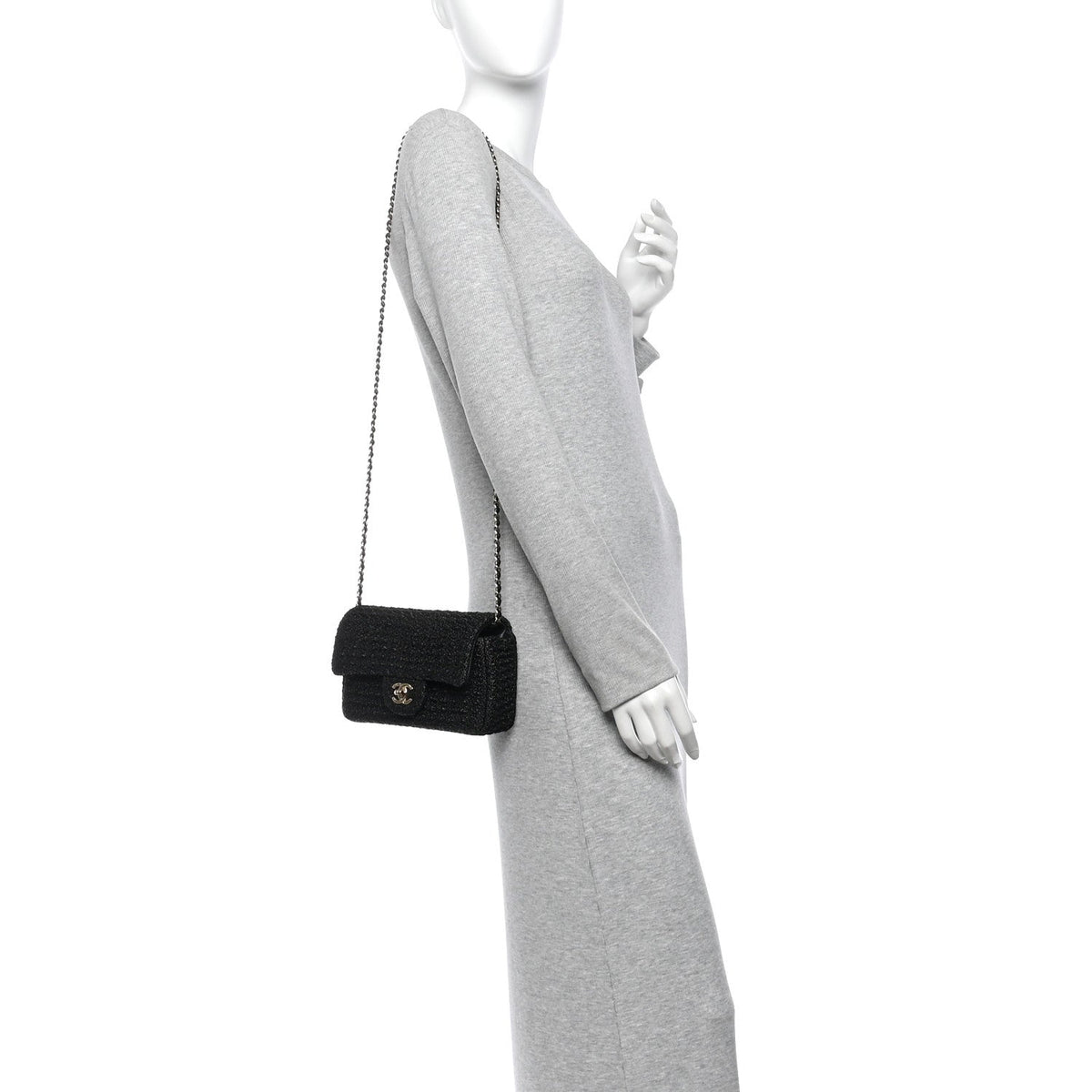 Woven Fabric Mini Rectangular Flap Black