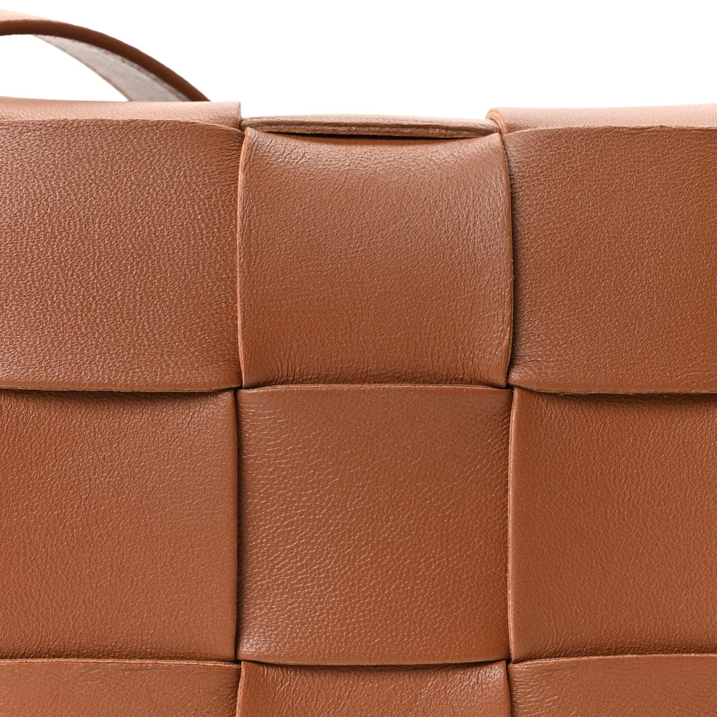 Lambskin Maxi Intrecciato Cassette Crossbody Bag Caramel