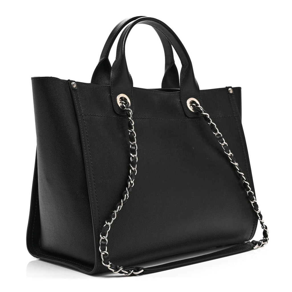 Caviar Small Studded Deauville Tote Black