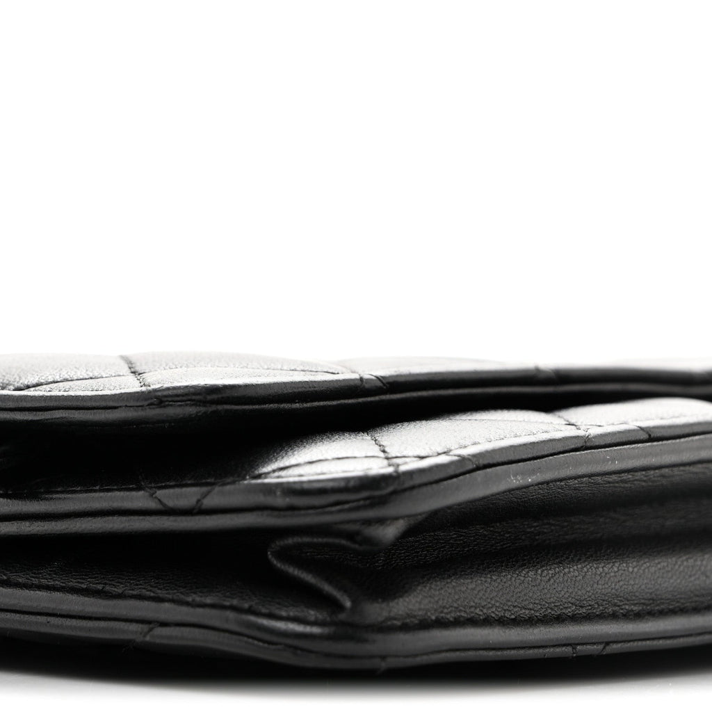 Lambskin Quilted Wallet On Chain WOC Black