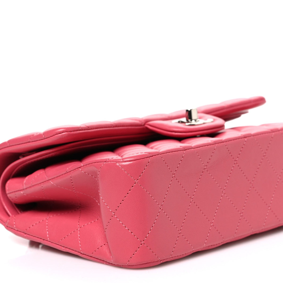Lambskin Quilted Small Double Flap Pink