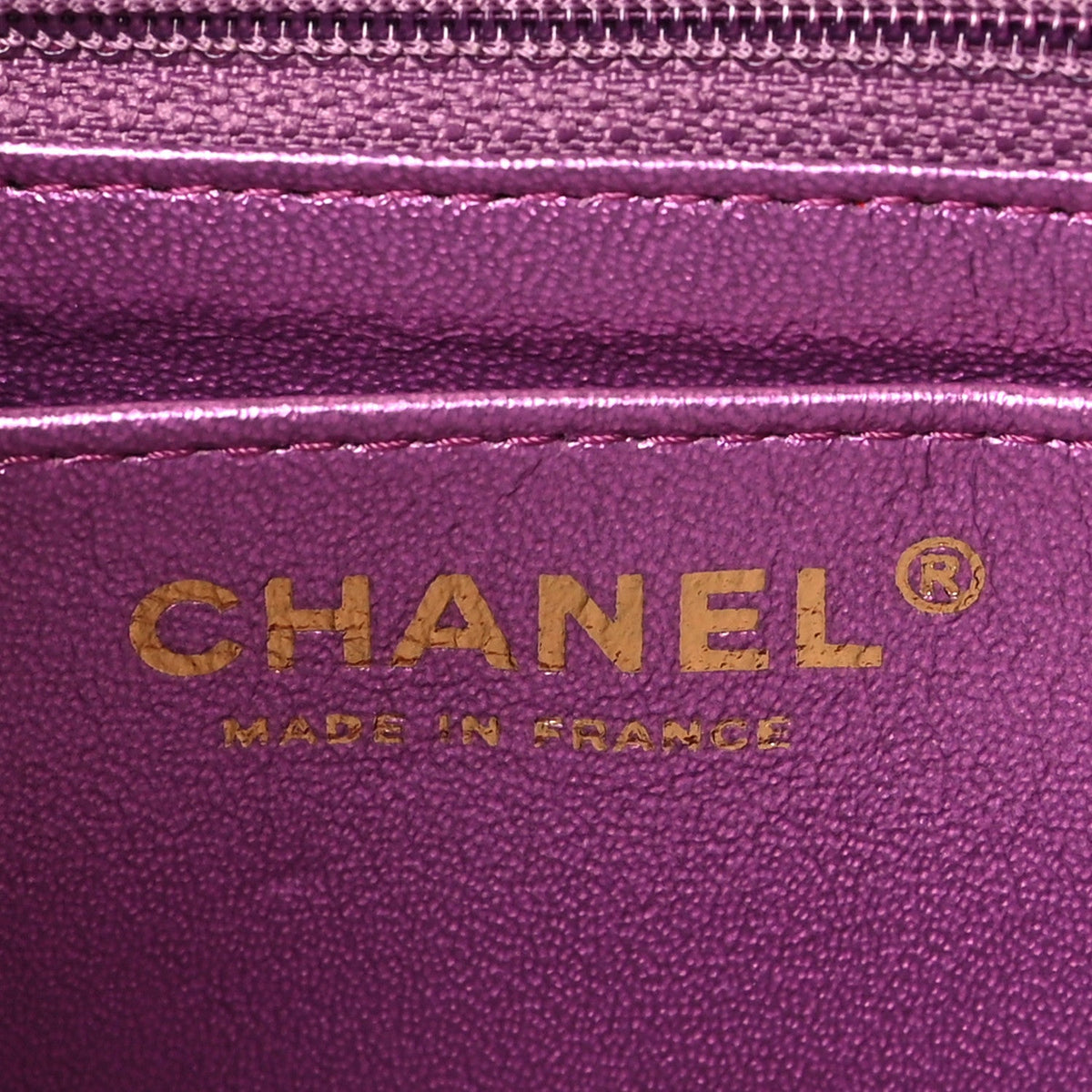 Iridescent Lambskin Quilted Mini Rectangular Flap Purple