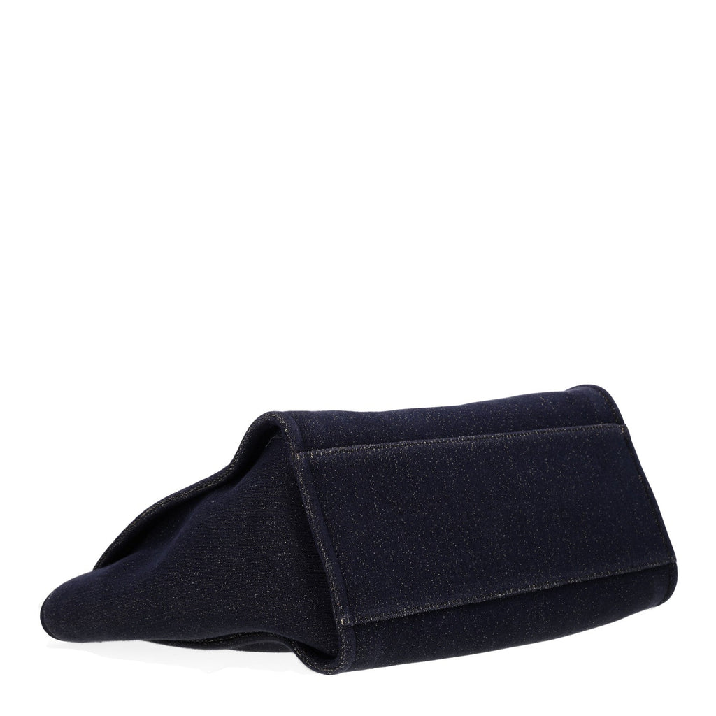 Lurex Canvas Medium Deauville Tote Navy Blue Gold
