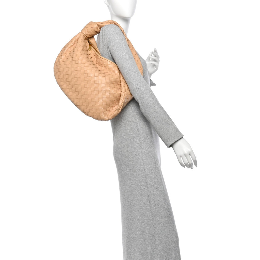 Nappa Intrecciato Small Jodie Hobo Almond