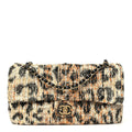 Tweed Mixed Fibers Leopard Print Small Souplissimo Maxi Flap Brown Black White