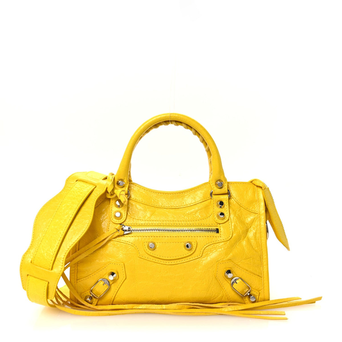 Agneau Classic Silver Hardware Mini City Yellow